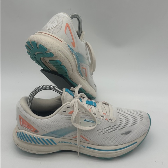 Brooks Adrenaline GTS 23 Running Shoes Coconut Papaya Blue Neutral Womens Size 8 - Picture 5 of 16
